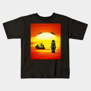 SHIP OF DREAMS FLOCK OF BIRDS GLOW OF SUN Kids T-Shirt